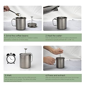 Amazon.co.jp: COMTAI チタンフレンチプレスポット 750ml 26液量